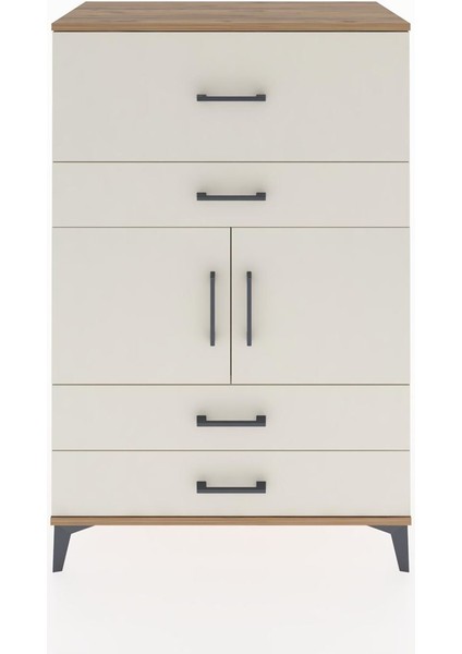 Hyperion Dolap Tek Raflı 4 Çekmeceli 2 Kapaklı 88X44X134 Çam-Aytaşı