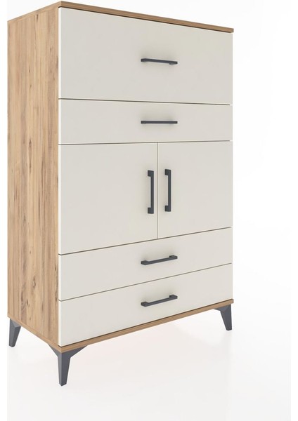 Hyperion Dolap Tek Raflı 4 Çekmeceli 2 Kapaklı 88X44X134 Çam-Aytaşı fiyatları