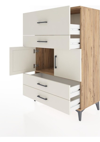 Hyperion Dolap Tek Raflı 4 Çekmeceli 2 Kapaklı 88X44X134 Çam-Aytaşı fırsatları