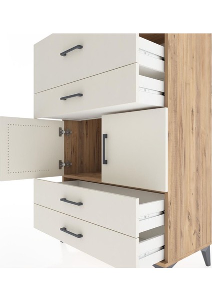 Hyperion Dolap Tek Raflı 4 Çekmeceli 2 Kapaklı 88X44X134 Çam-Aytaşı indirimleri