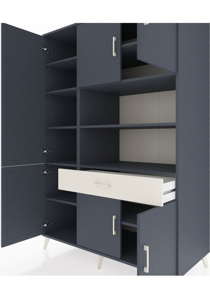Kronos Dolap 10 Raflı Tek Çekmeceli 6 Kapaklı 132X59X195 Antrasit-Antrasit/aytaşı fırsatları