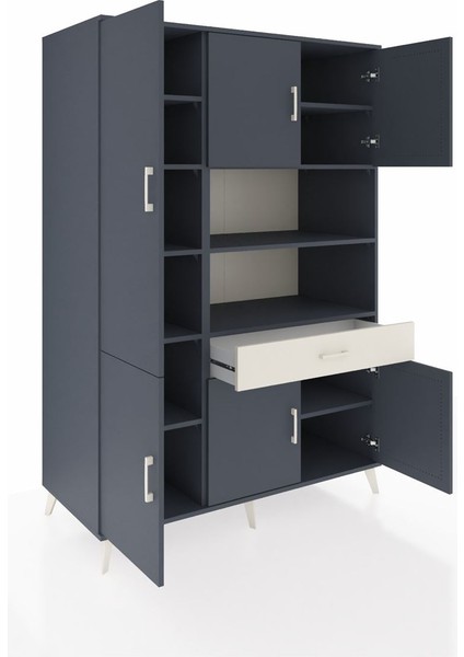 Kronos Dolap 10 Raflı Tek Çekmeceli 6 Kapaklı 132X59X195 Antrasit-Antrasit/aytaşı indirimleri