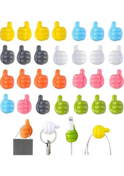 20 Li Başparmak Tasarımlı Yapışkan Duvar Kancası - Kendinden Yapışkanlı Silikon Kablo ve Anahtar Askısı, Sevimli ve Pratik Askı Kancaları, Cam, Ahşap, Metal Yüzeyler Için Uygun fiyatları