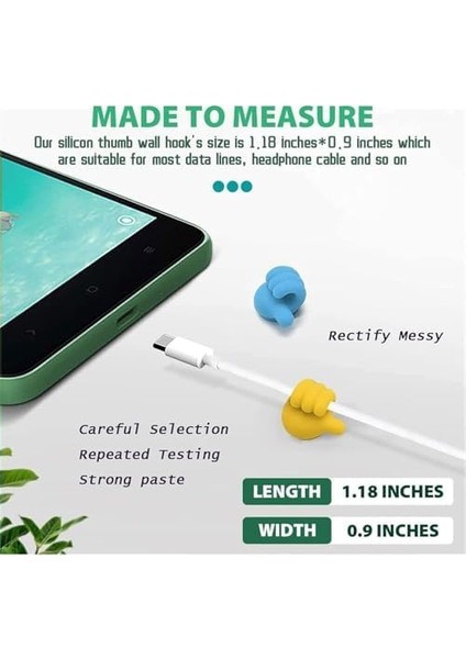 20 Li Başparmak Tasarımlı Yapışkan Duvar Kancası - Kendinden Yapışkanlı Silikon Kablo ve Anahtar Askısı, Sevimli ve Pratik Askı Kancaları, Cam, Ahşap, Metal Yüzeyler Için Uygun modelleri
