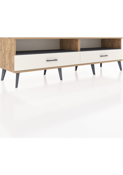 Hyperion Tv Ünitesi 2 Raflı 2 Çekmeceli 176X44X51 Çam-Antrasit/aytaşı fiyatları