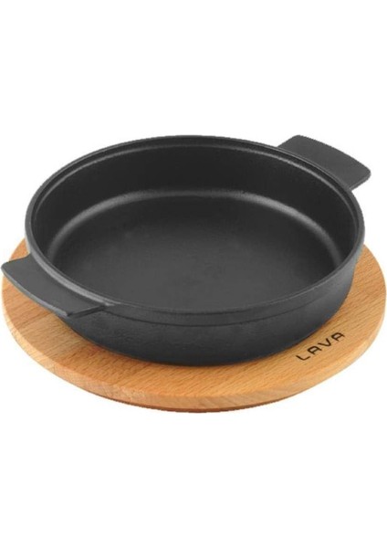 Pişirme Kabı, Lv Eco Gv 17 K4, Yuvarlak Güveç, Ahşap Altlık, Çap 17 Cm, Dökme Demir, Siyah