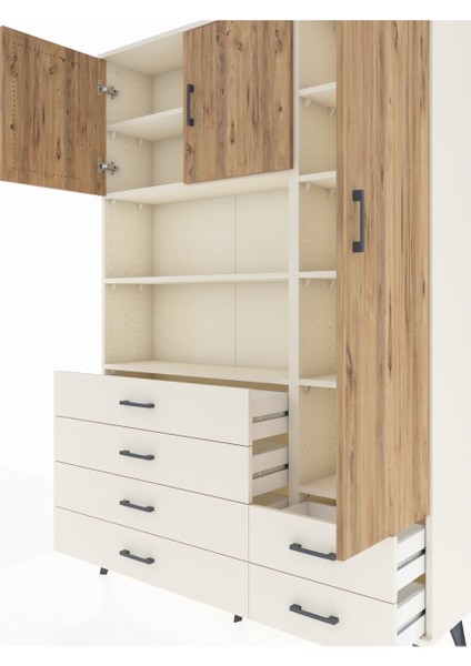 Arges Dolap 9 Raflı 6 Çekmeceli 3 Kapaklı 132X30X195 Aytaşı-Çam/aytaşı fırsatları