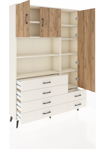 Arges Dolap 9 Raflı 6 Çekmeceli 3 Kapaklı 132X30X195 Aytaşı-Çam/aytaşı indirimleri