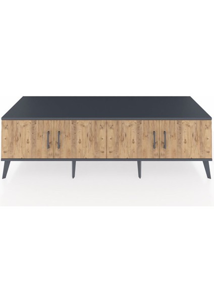 Kronos Tv Ünitesi 2 Raflı 4 Kapaklı 176X59X51 Antrasit-Çam/aytaşı