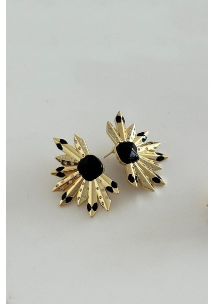 Gold Detaylı Yarım Mızrak Küpe