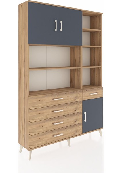 Arges Dolap 9 Raflı 5 Çekmeceli 3 Kapaklı 132X30X195 Çam-Antrasit/çam fiyatları