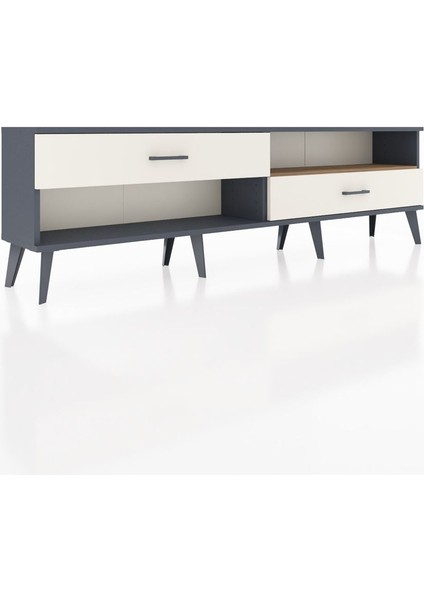 Arges Tv Ünitesi Tek Raflı 2 Çekmeceli 176X30X51 Antrasit-Çam/aytaşı fiyatları