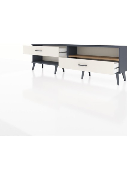 Arges Tv Ünitesi Tek Raflı 2 Çekmeceli 176X30X51 Antrasit-Çam/aytaşı modelleri
