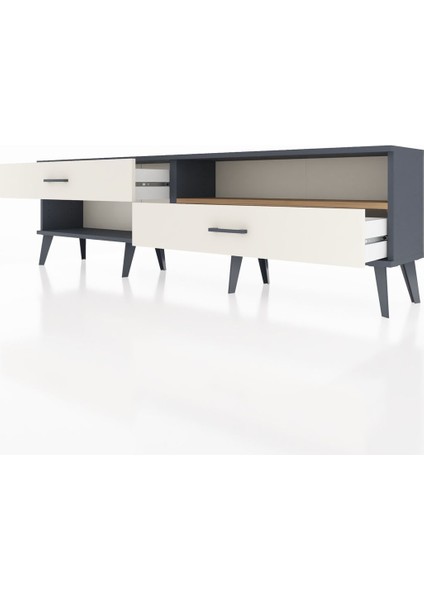 Arges Tv Ünitesi Tek Raflı 2 Çekmeceli 176X30X51 Antrasit-Çam/aytaşı fırsatları