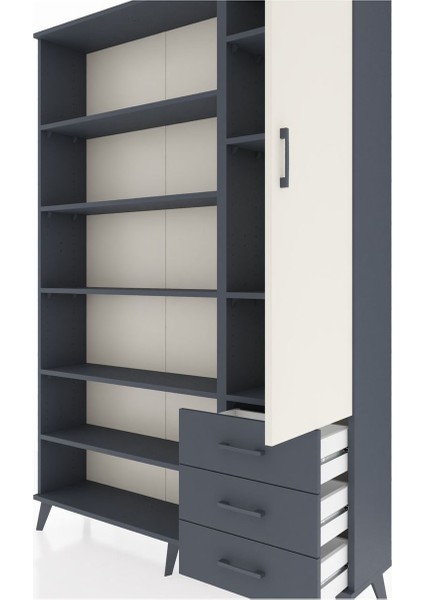 Arges Dolap 9 Raflı 3 Çekmeceli Tek Kapaklı 132X30X195 Antrasit-Aytaşı/antrasit fırsatları