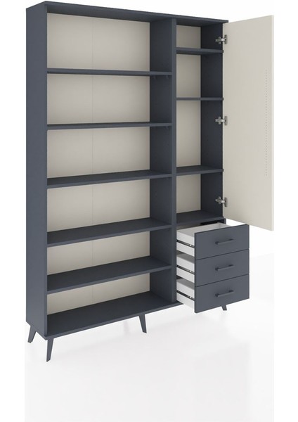 Arges Dolap 9 Raflı 3 Çekmeceli Tek Kapaklı 132X30X195 Antrasit-Aytaşı/antrasit indirimleri