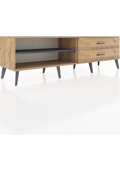 Hyperion Tv Ünitesi Tek Raflı 2 Çekmeceli 176X44X51 Çam-Antrasit/çam fiyatları