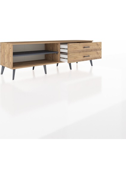 Hyperion Tv Ünitesi Tek Raflı 2 Çekmeceli 176X44X51 Çam-Antrasit/çam indirimleri