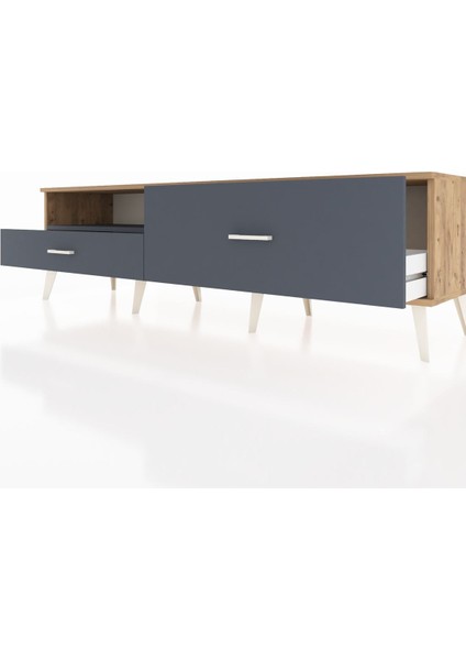 Hyperion Tv Ünitesi Tek Raflı 2 Çekmeceli 176X44X51 Çam-Antrasit/antrasit fırsatları