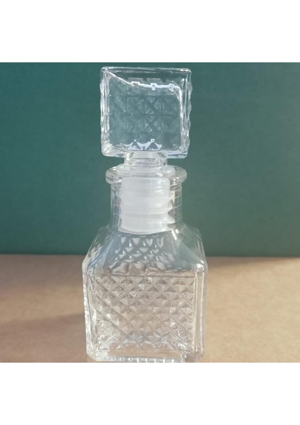 Marifetlerim - Kare Motifli Kapaklı Cam Şişe 50 cc 1 Adet