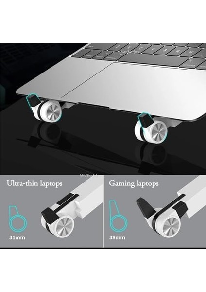 Taşınabilir Ayarlanabilir Kademeli Plastik Laptop Standı - Katlanabilir, Ergonomik, Seyahat Tipi, Tüm Dizüstü Bilgisayarlar ile Uyumlu Beyaz modelleri