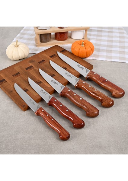 Gül Ağacı Saplı 5’li Mutfak Bıçak Seti