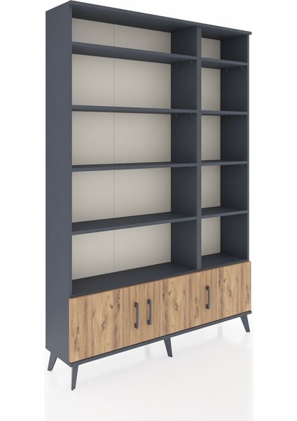 Arges Dolap 10 Raflı 3 Kapaklı 132X30X195 Antrasit-Çam/antrasit fiyatları