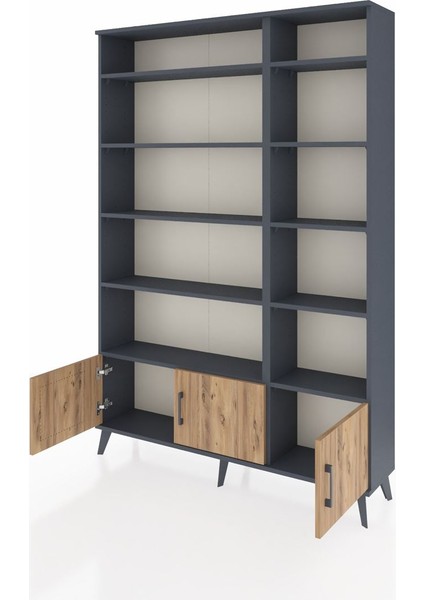 Arges Dolap 10 Raflı 3 Kapaklı 132X30X195 Antrasit-Çam/antrasit modelleri