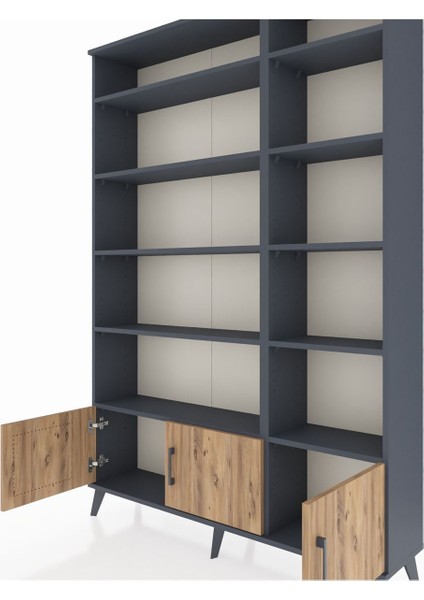 Arges Dolap 10 Raflı 3 Kapaklı 132X30X195 Antrasit-Çam/antrasit fırsatları