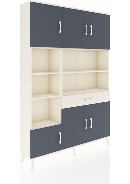 Arges Dolap 10 Raflı Tek Çekmeceli 6 Kapaklı 132X30X195 Aytaşı-Antrasit/aytaşı fiyatları