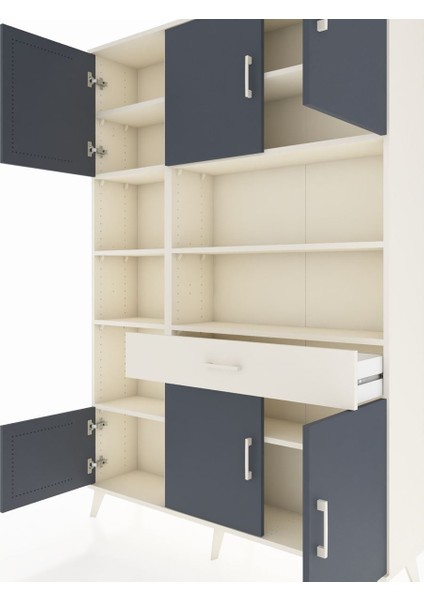 Arges Dolap 10 Raflı Tek Çekmeceli 6 Kapaklı 132X30X195 Aytaşı-Antrasit/aytaşı fırsatları