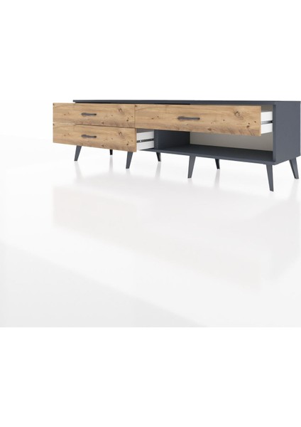 Hyperion Tv Ünitesi 3 Çekmeceli 176X44X51 Antrasit-Antrasit/çam modelleri