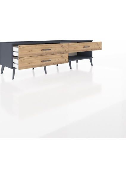 Hyperion Tv Ünitesi 3 Çekmeceli 176X44X51 Antrasit-Antrasit/çam indirimleri