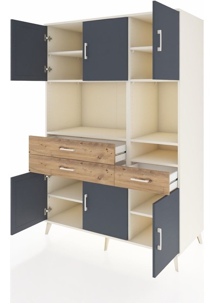 Kronos Dolap 9 Raflı 3 Çekmeceli 6 Kapaklı 132X59X195 Aytaşı-Antrasit/çam modelleri