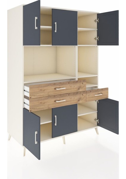 Kronos Dolap 9 Raflı 3 Çekmeceli 6 Kapaklı 132X59X195 Aytaşı-Antrasit/çam indirimleri