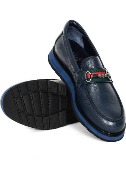 Hakiki Deri Lacivert Loafer Erkek Ayakkabı Eva Taban - 3718 fırsatları