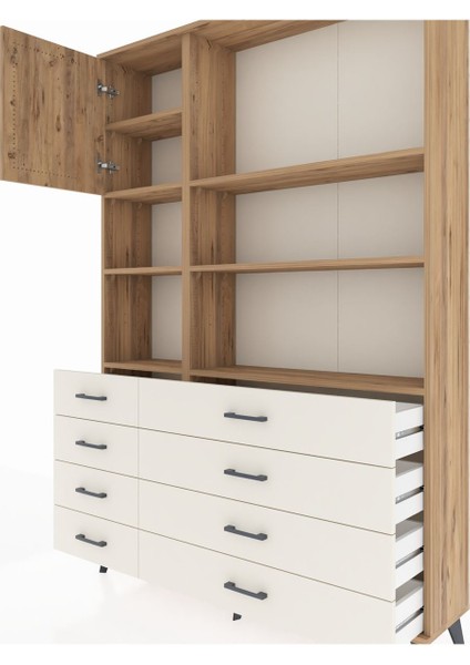 Arges Dolap 7 Raflı 8 Çekmeceli Tek Kapaklı 132X30X195 Çam-Çam/aytaşı fırsatları