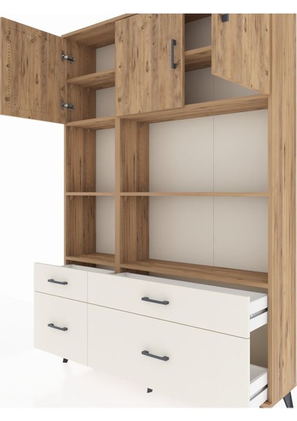Arges Dolap 8 Raflı 4 Çekmeceli 3 Kapaklı 132X30X195 Çam-Çam/aytaşı fırsatları