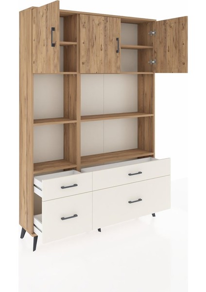 Arges Dolap 8 Raflı 4 Çekmeceli 3 Kapaklı 132X30X195 Çam-Çam/aytaşı indirimleri