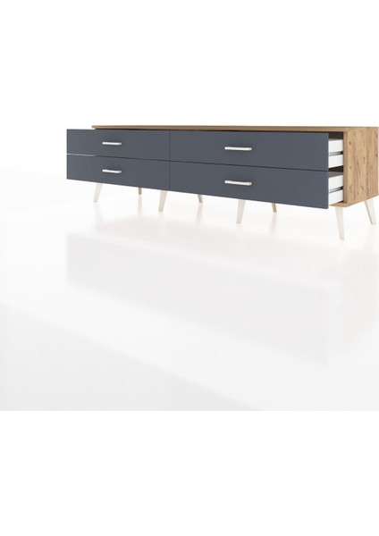 Hyperion Tv Ünitesi 4 Çekmeceli 176X44X51 Çam-Çam/antrasit modelleri