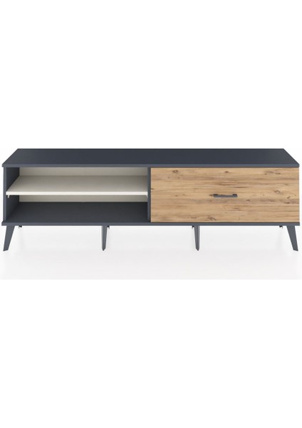 Arges Tv Ünitesi Tek Raflı Tek Çekmeceli 176X30X51 Antrasit-Aytaşı/çam