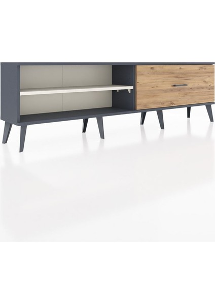 Arges Tv Ünitesi Tek Raflı Tek Çekmeceli 176X30X51 Antrasit-Aytaşı/çam fiyatları