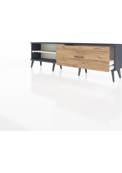 Arges Tv Ünitesi Tek Raflı Tek Çekmeceli 176X30X51 Antrasit-Aytaşı/çam modelleri