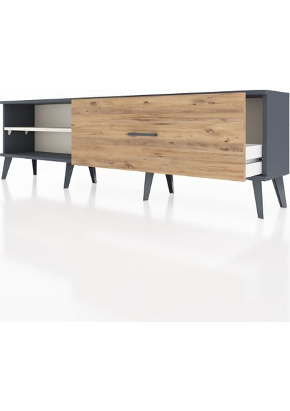 Arges Tv Ünitesi Tek Raflı Tek Çekmeceli 176X30X51 Antrasit-Aytaşı/çam fırsatları