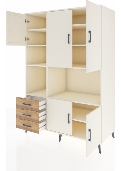 Kronos Dolap 9 Raflı 3 Çekmeceli 5 Kapaklı 132X59X195 Aytaşı-Aytaşı/çam modelleri