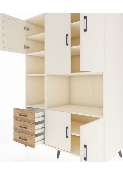 Kronos Dolap 9 Raflı 3 Çekmeceli 5 Kapaklı 132X59X195 Aytaşı-Aytaşı/çam fırsatları
