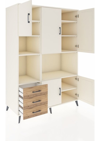 Kronos Dolap 9 Raflı 3 Çekmeceli 5 Kapaklı 132X59X195 Aytaşı-Aytaşı/çam indirimleri