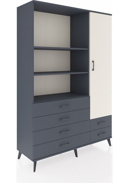 Hyperion Dolap 7 Raflı 6 Çekmeceli Tek Kapaklı 132X44X195 Antrasit-Aytaşı/antrasit fiyatları