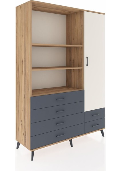 Hyperion Dolap 7 Raflı 6 Çekmeceli Tek Kapaklı 132X44X195 Çam-Aytaşı/antrasit fiyatları