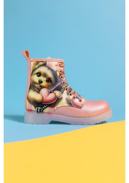 Elena Pembe Çizgi Karakter Baskılı Bağcıklı Çocuk Bot